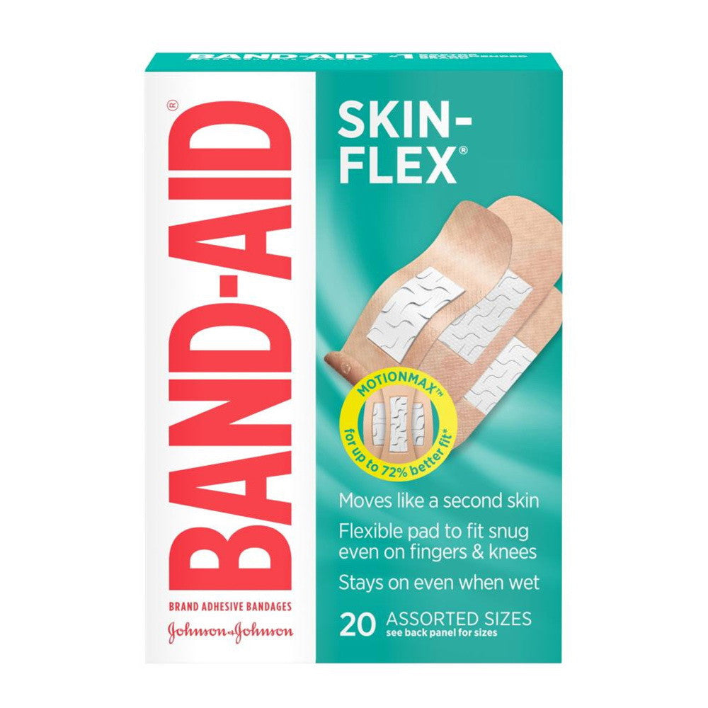 Band Aid Skin Flex Adhesive Bandages, Assorted Sizes, 20 Ea